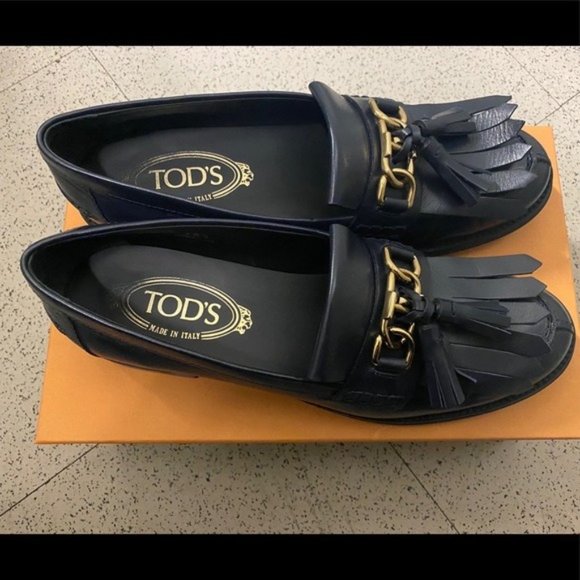 Tod\'s Navy Suede Tassel Loafers - Size 10 Tod main image 4